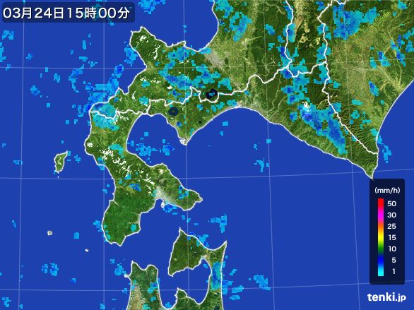 道南の雨雲レーダー(2016年03月24日)