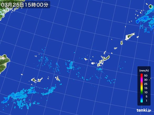 沖縄地方の雨雲レーダー(2016年03月25日)