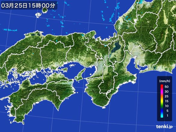 近畿地方の雨雲レーダー(2016年03月25日)