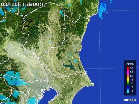 茨城県の雨雲レーダー(2016年03月25日)