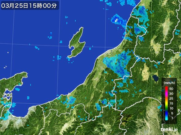 新潟県の雨雲レーダー(2016年03月25日)