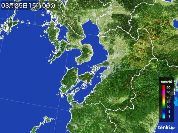熊本県の雨雲レーダー(2016年03月25日)
