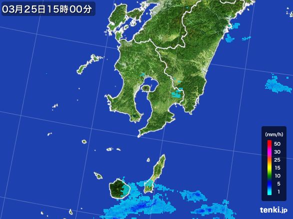 鹿児島県の雨雲レーダー(2016年03月25日)