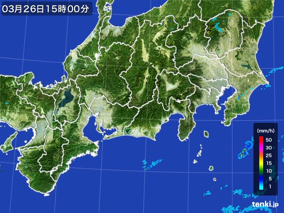 東海地方の雨雲レーダー(2016年03月26日)