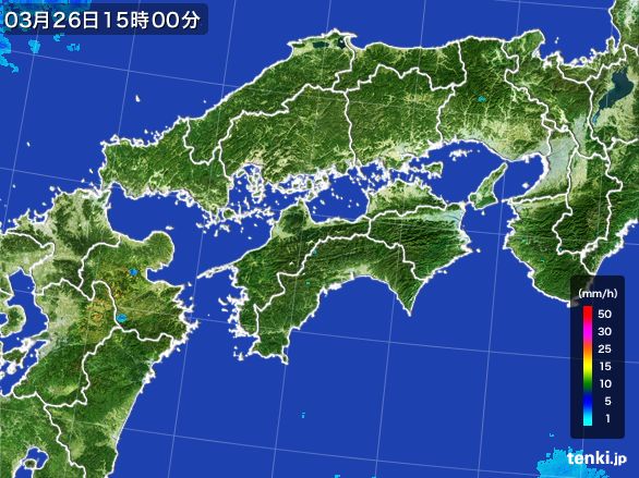四国地方の雨雲レーダー(2016年03月26日)
