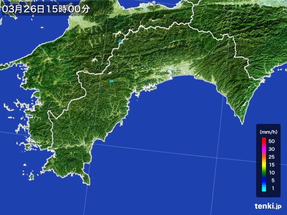 高知県の雨雲レーダー(2016年03月26日)