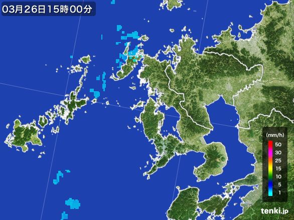 長崎県の雨雲レーダー(2016年03月26日)