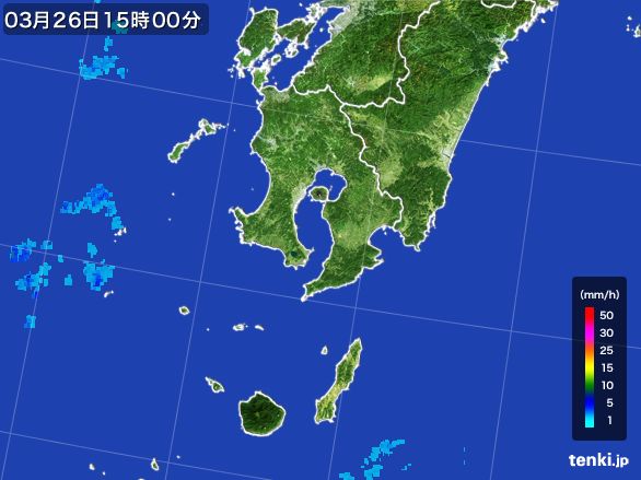 鹿児島県の雨雲レーダー(2016年03月26日)