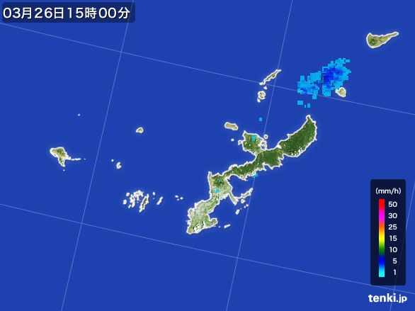 沖縄県の雨雲レーダー(2016年03月26日)