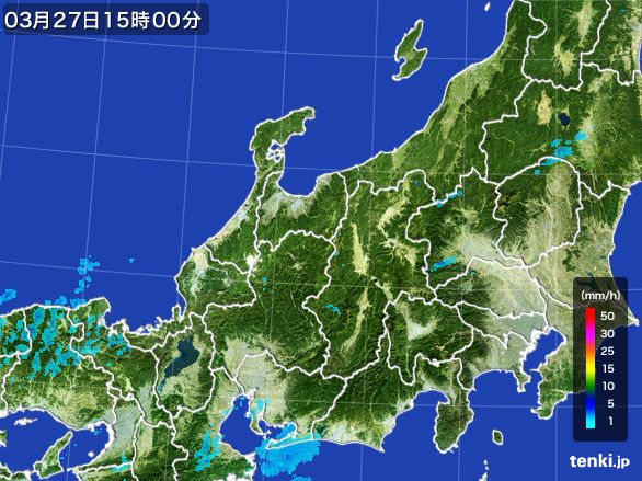 北陸地方の雨雲レーダー(2016年03月27日)