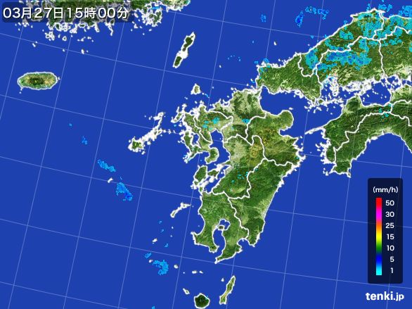 九州地方の雨雲レーダー(2016年03月27日)