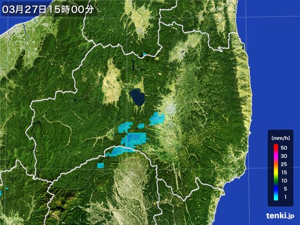 福島県の雨雲レーダー(2016年03月27日)