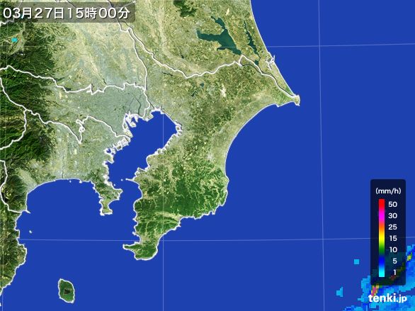 千葉県の雨雲レーダー(2016年03月27日)