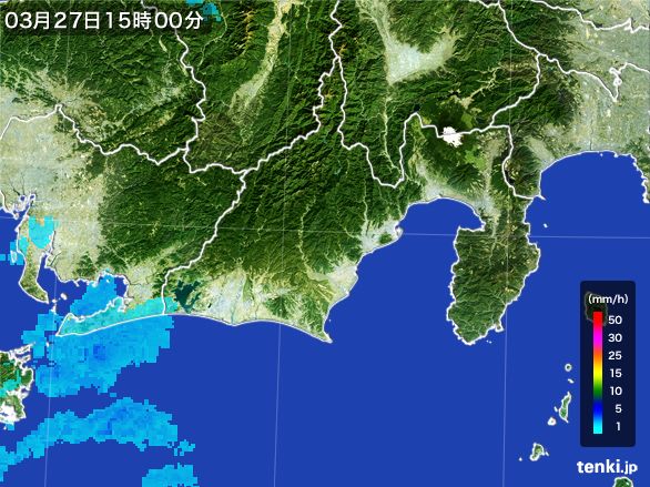 静岡県の雨雲レーダー(2016年03月27日)