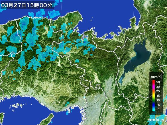 京都府の雨雲レーダー(2016年03月27日)