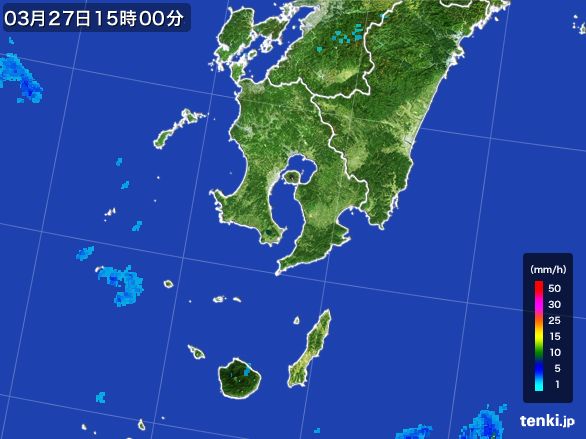 鹿児島県の雨雲レーダー(2016年03月27日)