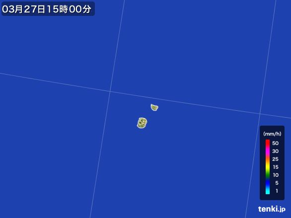 南大東島(沖縄県)の雨雲レーダー(2016年03月27日)