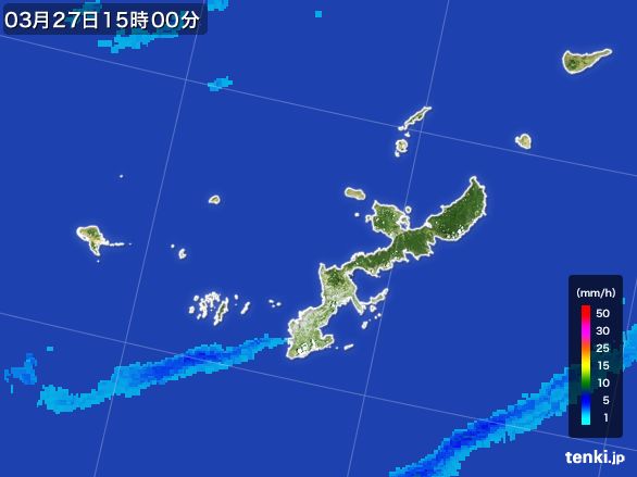 沖縄県の雨雲レーダー(2016年03月27日)