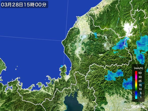 福井県の雨雲レーダー(2016年03月28日)