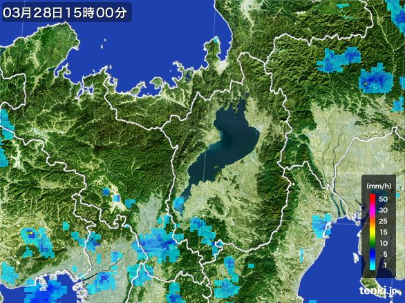 滋賀県の雨雲レーダー(2016年03月28日)