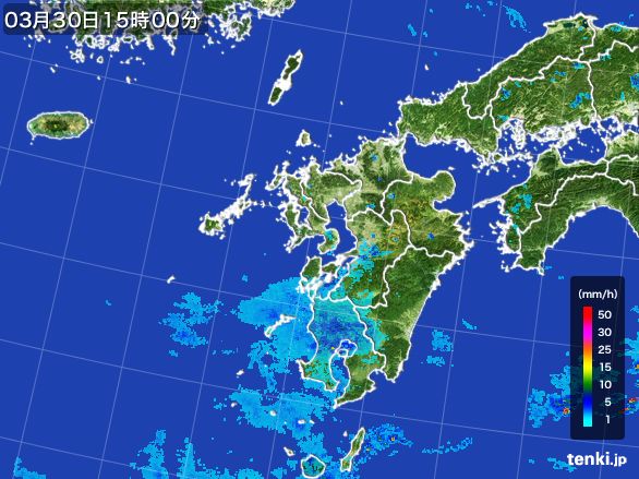 九州地方の雨雲レーダー(2016年03月30日)
