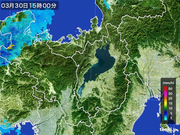 滋賀県の雨雲レーダー(2016年03月30日)