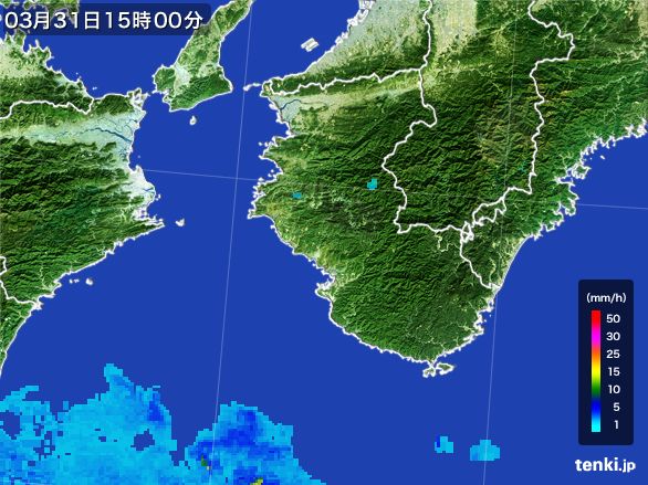和歌山県の雨雲レーダー(2016年03月31日)