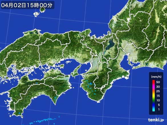近畿地方の雨雲レーダー(2016年04月02日)