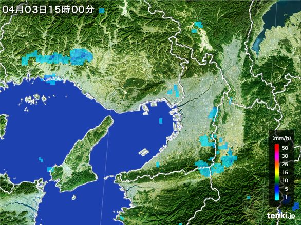 大阪府の雨雲レーダー(2016年04月03日)