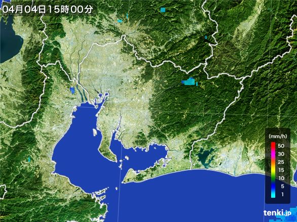 愛知県の雨雲レーダー(2016年04月04日)