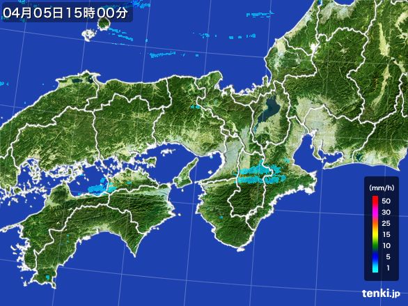 近畿地方の雨雲レーダー(2016年04月05日)
