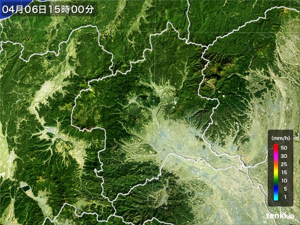 群馬県の雨雲レーダー(2016年04月06日)