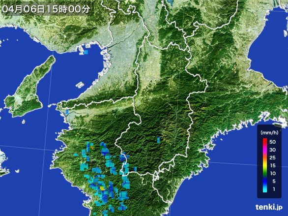 奈良県の雨雲レーダー(2016年04月06日)