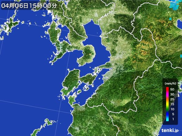 熊本県の雨雲レーダー(2016年04月06日)
