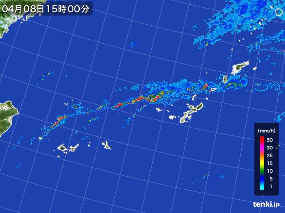 沖縄地方の雨雲レーダー(2016年04月08日)