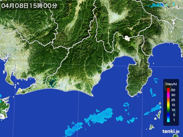 静岡県の雨雲レーダー(2016年04月08日)