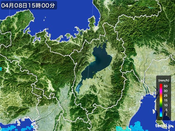 滋賀県の雨雲レーダー(2016年04月08日)