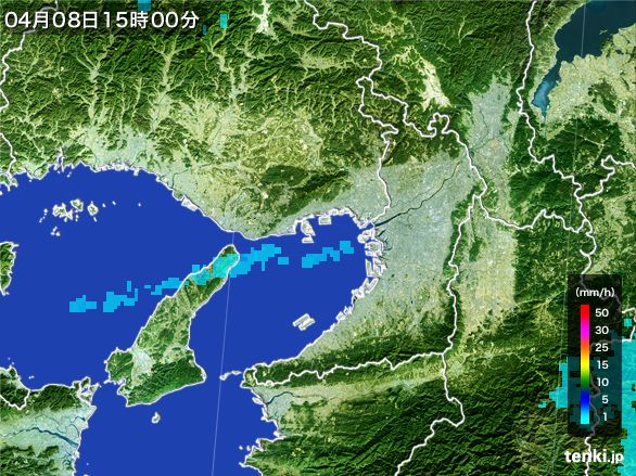 大阪府の雨雲レーダー(2016年04月08日)