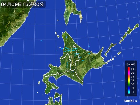 北海道地方の雨雲レーダー(2016年04月09日)