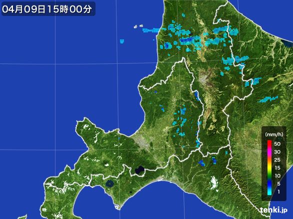 道央の雨雲レーダー(2016年04月09日)