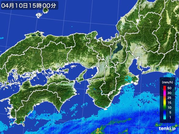 近畿地方の雨雲レーダー(2016年04月10日)