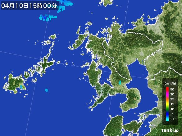長崎県の雨雲レーダー(2016年04月10日)