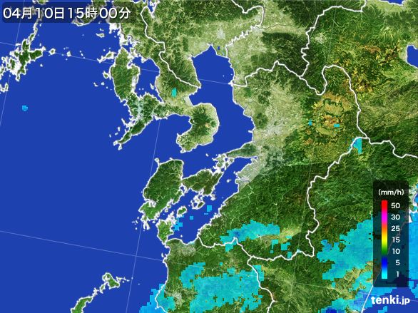 熊本県の雨雲レーダー(2016年04月10日)