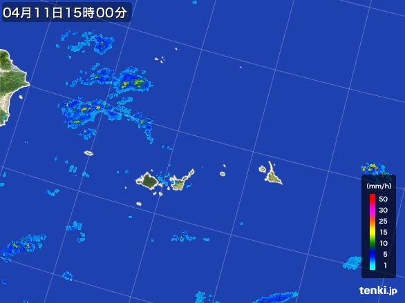 宮古・石垣・与那国(沖縄県)の雨雲レーダー(2016年04月11日)