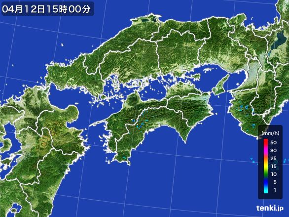 四国地方の雨雲レーダー(2016年04月12日)