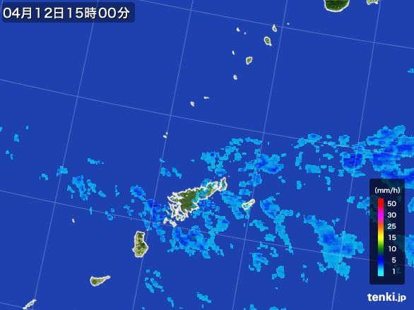 奄美諸島(鹿児島県)の雨雲レーダー(2016年04月12日)