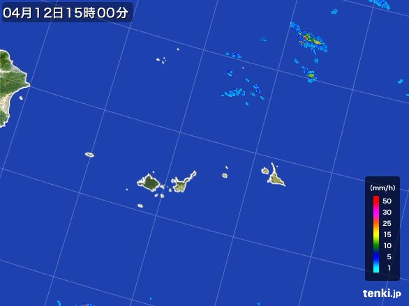 宮古・石垣・与那国(沖縄県)の雨雲レーダー(2016年04月12日)