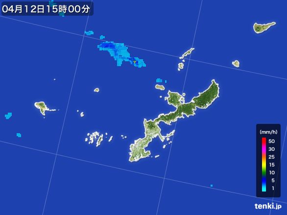 沖縄県の雨雲レーダー(2016年04月12日)