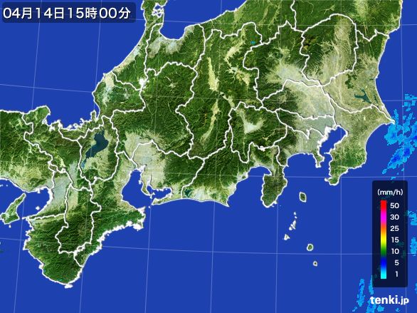 東海地方の雨雲レーダー(2016年04月14日)
