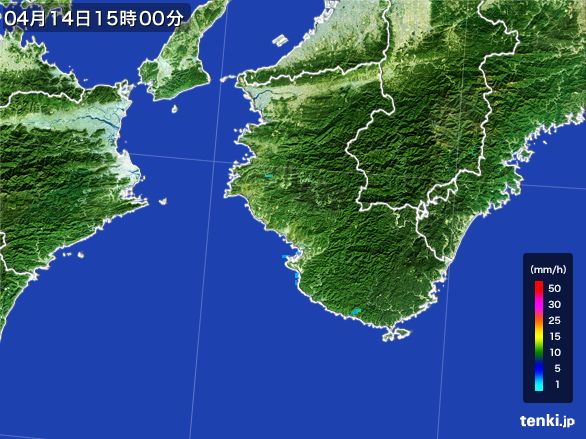 和歌山県の雨雲レーダー(2016年04月14日)